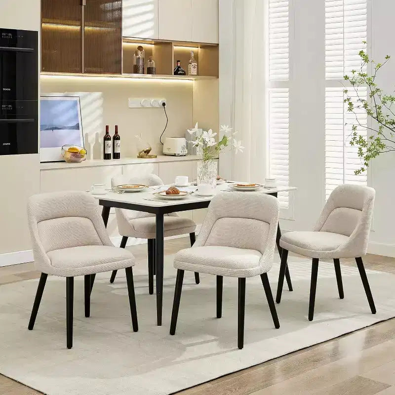 Lot de 2 chaises de salle à manger modernes rembourrées. Chaises d'appoint scandinaves en lin avec assise rembourrée et pieds en bois robustes pour cuisine, salle à manger, salon
