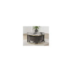 Table basse gigogne et ottoman Jazmore de Signature Design by Ashley, dessus en similicuir marbre avec cadre en laiton