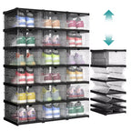 Shoe Boxes,Stackable Shoe Storage Organizer, Set of 2 Integraed Shoe Cabinets, Foldable and Portable