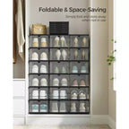 Boîtes à Chaussures, Organisateur de Rangement de Chaussures Empilable, Lot de 2 Meubles à Chaussures Intégrés, Pliables et Portables