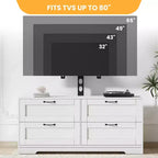 Meuble TV avec support et 4 tiroirs de rangement pour téléviseurs de 32/45/55/65/75/80 pouces, meuble de divertissement pour chambre à coucher, salon, table de console média en bois