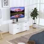 Meuble TV avec support et 4 tiroirs de rangement pour téléviseurs de 32/45/55/65/75/80 pouces, meuble de divertissement pour chambre à coucher, salon, table de console média en bois