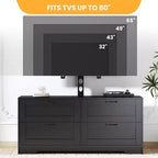 Meuble TV avec support et 4 tiroirs de rangement pour téléviseurs de 32/45/55/65/75/80 pouces, meuble de divertissement pour chambre à coucher, salon, table de console média en bois