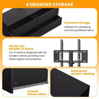 Meuble TV avec support et 4 tiroirs de rangement pour téléviseurs de 32/45/55/65/75/80 pouces, meuble de divertissement pour chambre à coucher, salon, table de console média en bois