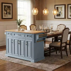 HomyCasa Rolling Kitchen Island with Wood Top and Storage Cabinets, Grey