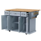 HomyCasa Îlot de cuisine roulant avec plateau en bois et armoires de rangement, Gris