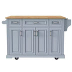 HomyCasa Îlot de cuisine roulant avec plateau en bois et armoires de rangement, Gris