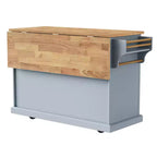 HomyCasa Îlot de cuisine roulant avec plateau en bois et armoires de rangement, Gris