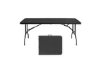 6 Ft Fold-in-Half Portable Folding Table with Carry Handle, Heavy-Duty Iron Legs, Rectangular Utility Table for Picnic, Party, Camping