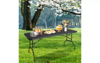 Table pliante portable de 1,8 m avec poignée de transport, pieds en fer robustes, table utilitaire rectangulaire pour pique-nique, fête, camping