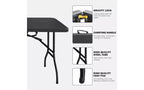 Table pliante portable de 1,8 m avec poignée de transport, pieds en fer robustes, table utilitaire rectangulaire pour pique-nique, fête, camping