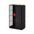 Buffet Hitow surdimensionné noir avec rangement pour vin et cuisine, portes coulissantes en verre, spots LED, grand garde-manger pour salle à manger