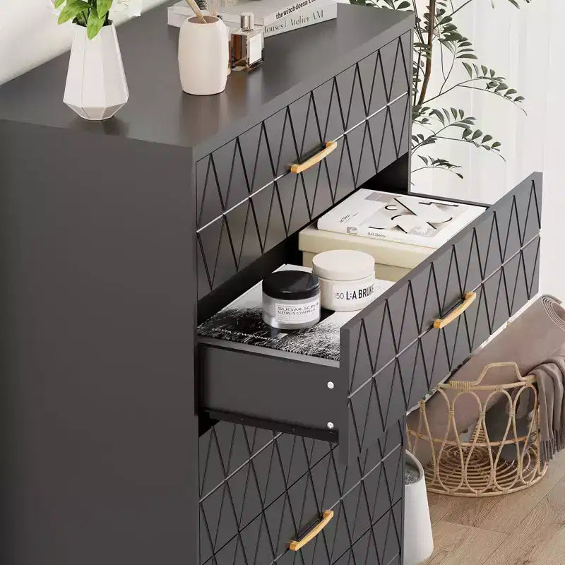Commode en bois multifonctionnelle à 5 tiroirs, commode autonome et table de chevet, armoire de rangement pour chambre à coucher, couloir, placard