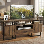 70 Inch TV Stand Fits TVs Up to 75, Industrial Entertainment Center with Storage Drawer & Open Shelves, Media Console TV Cabinet for Living Room
