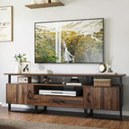 Meuble TV 70 pouces pour TV jusqu'à 75 pouces, Banc TV industriel avec tiroir de rangement et étagères ouvertes, Meuble TV Console pour Salon