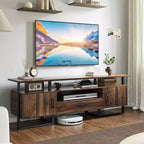 Meuble TV 70 pouces pour TV jusqu'à 75 pouces, Banc TV industriel avec tiroir de rangement et étagères ouvertes, Meuble TV Console pour Salon