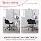 Chaise de vanité à roulettes, Chaise de bureau mignonne en forme de patte de chat avec dossier, Chaise sans accoudoirs rotative à 360° et réglable en hauteur avec blocage des couleurs éclatantes, Petite chaise de bureau