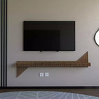 Meuble TV mural flottant Sierra BATAMEX Parametric 65 pouces moderne géométrique en bois, couleur chêne naturel, étagère de salon ondulée 3D