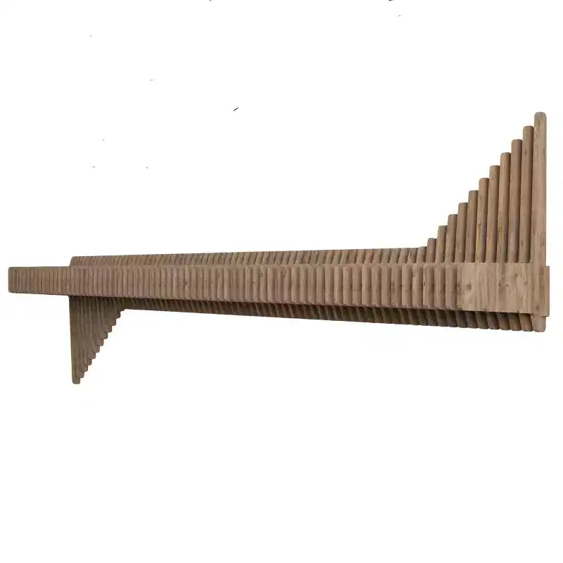 Meuble TV mural flottant Sierra BATAMEX Parametric 65 pouces moderne géométrique en bois, couleur chêne naturel, étagère de salon ondulée 3D