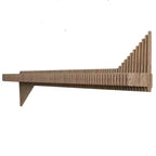 Meuble TV mural flottant Sierra BATAMEX Parametric 65 pouces moderne géométrique en bois, couleur chêne naturel, étagère de salon ondulée 3D