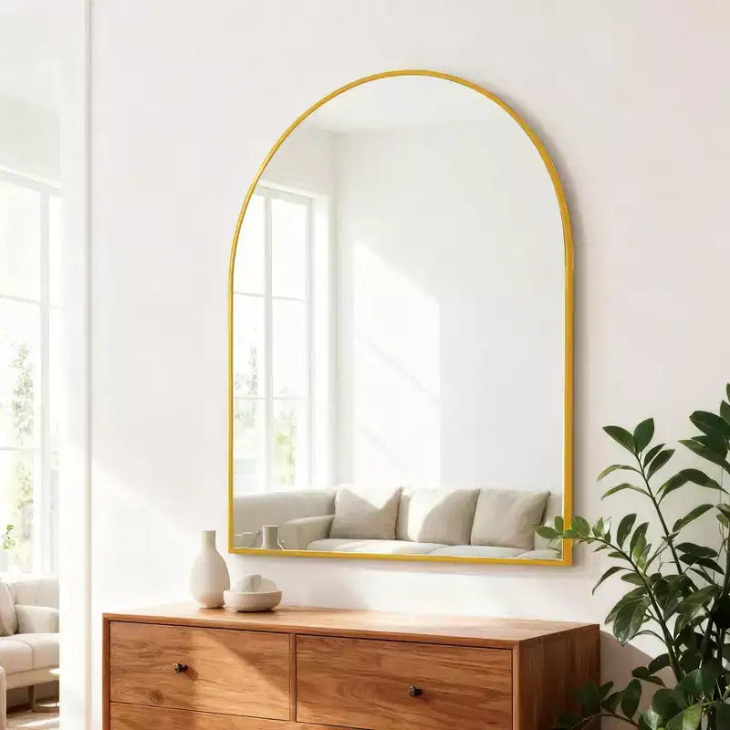 Miroir de salle de bain mural arqué encadré en métal 30x36 pouces