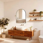 Miroir de salle de bain mural arqué encadré en métal 30x36 pouces
