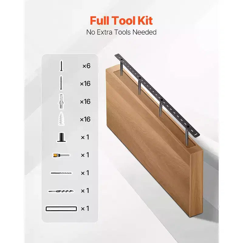 Support d'Étagère Flottante VEVOR, 1 Unité, Capacité de Charge 104 kg, 1092,2x157,4x38,1 mm, Fixation Murale Dissimulée Robuste, Noir