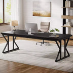 Grand bureau de direction Lantine de 78,74 pouces, bureau d'ordinateur industriel pour la maison, longue table d'étude simple, mobilier de bureau (noir)