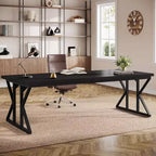Grand bureau de direction Lantine de 78,74 pouces, bureau d'ordinateur industriel pour la maison, longue table d'étude simple, mobilier de bureau (noir)