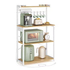 ASAGLE Kitchen Bakers Rack with Power Outlet, Coffee Bar 4-Tier with 8 S Hooks, Microwave Stand, Adjustable Shelf