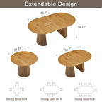 Table à manger ronde moderne extensible, table ovale peu encombrante avec pieds à lattes, cuisine multifonctionnelle, table à thé ou bureau - Panipeachy