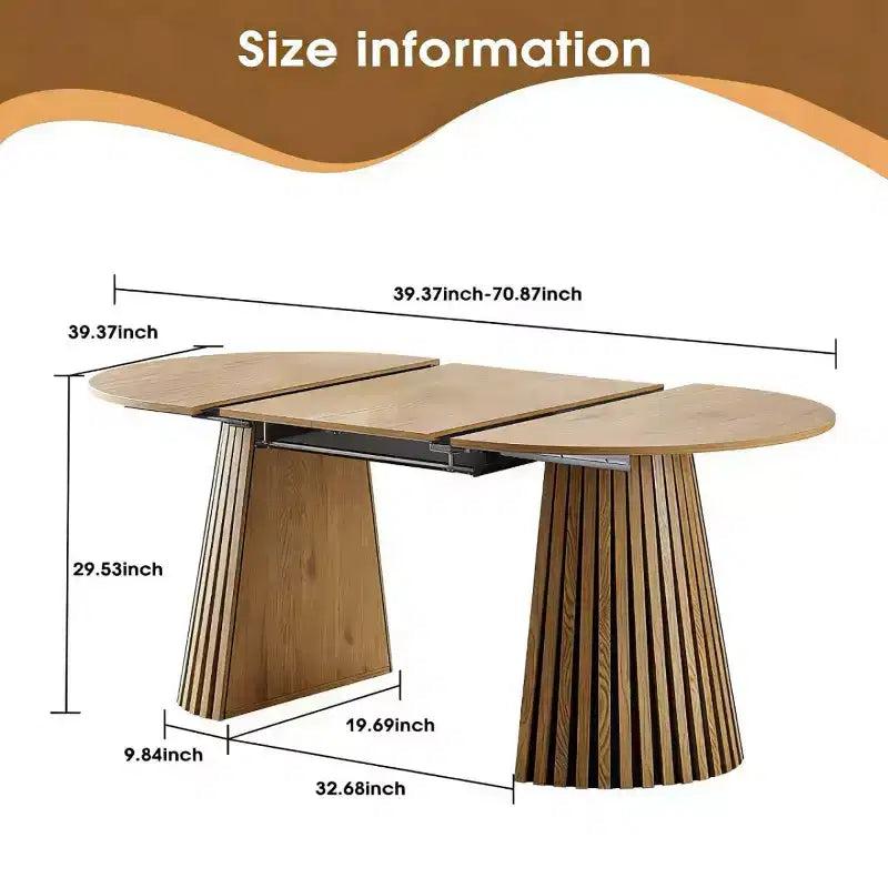 Table à manger ronde moderne extensible, table ovale peu encombrante avec pieds à lattes, cuisine multifonctionnelle, table à thé ou bureau - Panipeachy