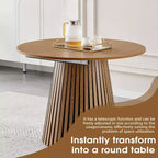 Table à manger ronde moderne extensible, table ovale peu encombrante avec pieds à lattes, cuisine multifonctionnelle, table à thé ou bureau - Panipeachy