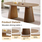 Table à manger ronde moderne extensible, table ovale peu encombrante avec pieds à lattes, cuisine multifonctionnelle, table à thé ou bureau - Panipeachy