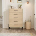 Garvee 5 Commode pour chambre à coucher, tiroir de 128 cm de haut avec grand espace de rangement, commode de rangement autoportante en bois pour salon, chambre à coucher