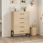 Garvee 5 Commode pour chambre à coucher, tiroir de 128 cm de haut avec grand espace de rangement, commode de rangement autoportante en bois pour salon, chambre à coucher