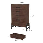 Garvee 5 Commode pour chambre à coucher, tiroir de 128 cm de haut avec grand espace de rangement, commode de rangement autoportante en bois pour salon, chambre à coucher