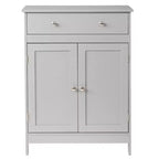 Meuble de rangement de salle de bain gris avec 2 portes et 1 tiroir
