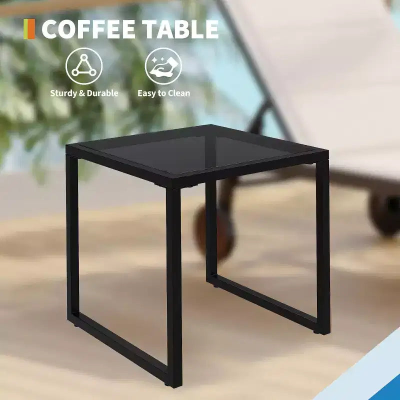 Chaises longues de patio en textile avec table d'appoint, chaises longues de piscine à dossier réglable sur 5 niveaux sur roulettes, pour piscine extérieure, cour, pelouse, plage