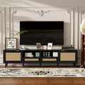 GDFStudio Elora Modern Farmhouse TV Stand with Rattan Design and 2 Drawers