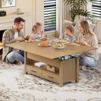 Table basse à plateau relevable, Grande table basse avec compartiment caché, Table basse de rangement pour salon, Design moderne