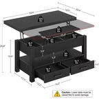 Table basse à plateau relevable, Grande table basse avec compartiment caché, Table basse de rangement pour salon, Design moderne