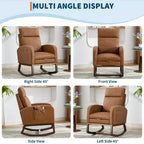 Lot de 2 fauteuils à bascule, fauteuils à bascule rembourrés, dossier haut, tissu doux en forme d'ours, repose-pieds réglable, fauteuil à bascule pour salon, chambre, marron