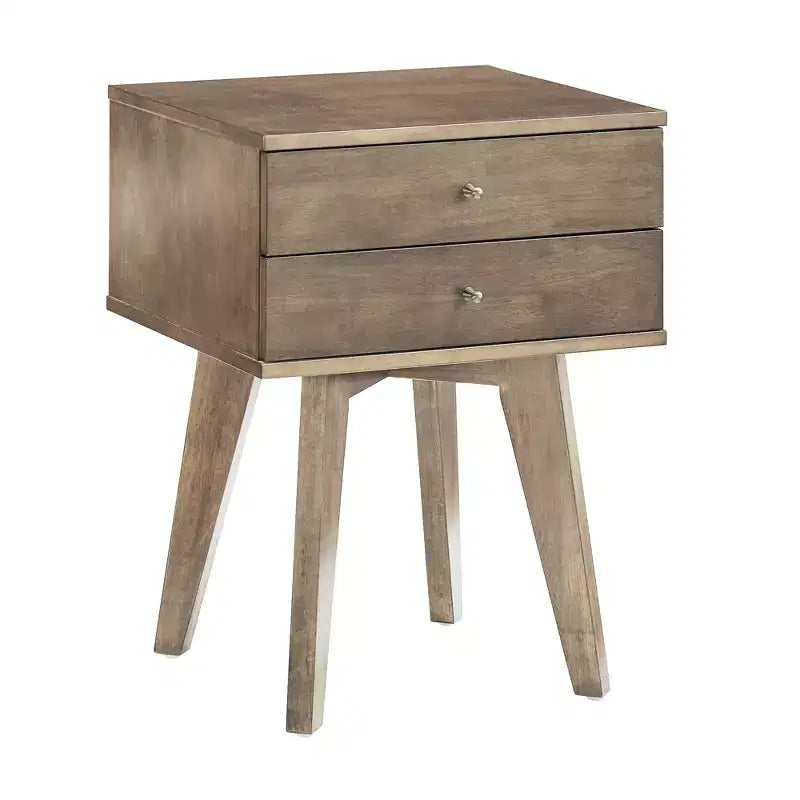 Martha 2-Drawer Wood Nightstand - Light Charcoal Grey - iNSPIRE Q