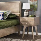 Table de chevet en bois à 2 tiroirs Martha - Gris anthracite clair - iNSPIRE Q