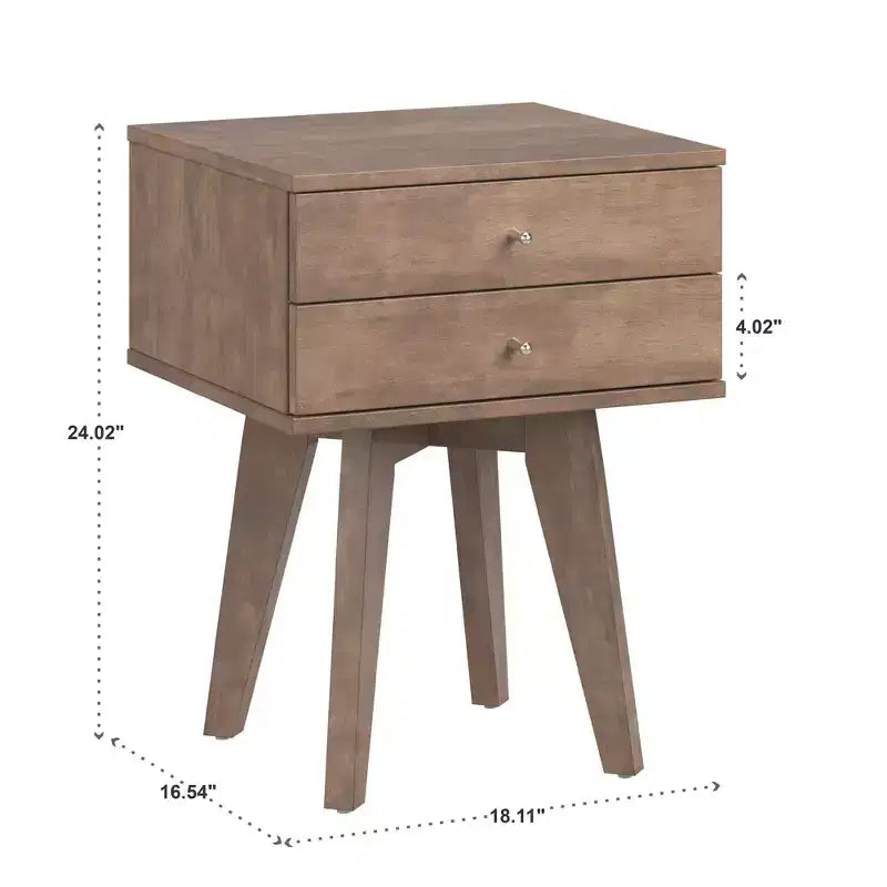 Table de chevet en bois à 2 tiroirs Martha - Gris anthracite clair - iNSPIRE Q