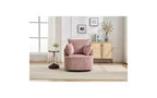 Fauteuil pivotant avec dossier incurvé et structure en bois massif, fauteuil rond rembourré pour salon, chambre, bureau.