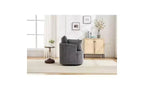 Fauteuil pivotant avec dossier incurvé et structure en bois massif, fauteuil rond rembourré pour salon, chambre, bureau.