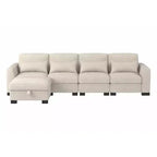 Canapé d'angle modulable moderne en tissu GDFStudio Beulah 130 avec pouf de rangement