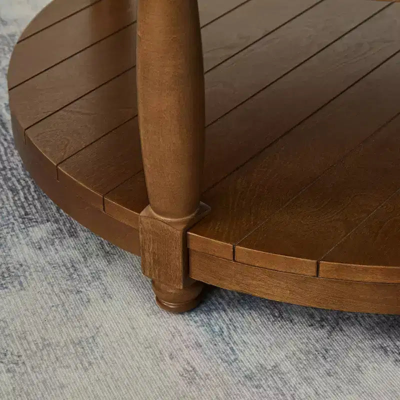 GDFStudio Damien, pouf ottoman rond moderne en bois, rembourré en lin, capitonné avec étagère de rangement